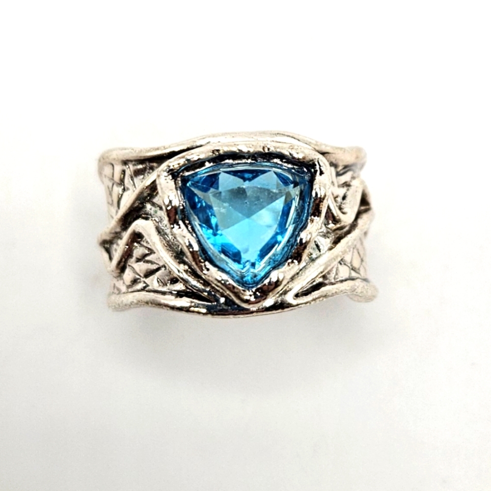 Chunky Boho Silver Plated Retro Style Ring Size 8